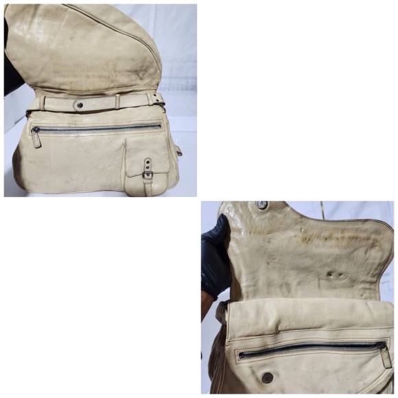 Authentic Christian Dior Vintage Medium Gaucho Saddle Bag Cream/Brown - Picture 11 of 15